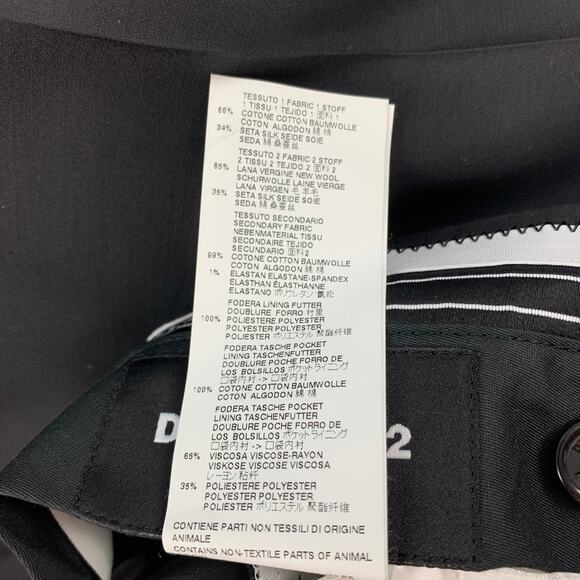 DSQUARED2 Size 32 Black Cotton Silk Button Fly Dress Pants - Picture 3 of 4